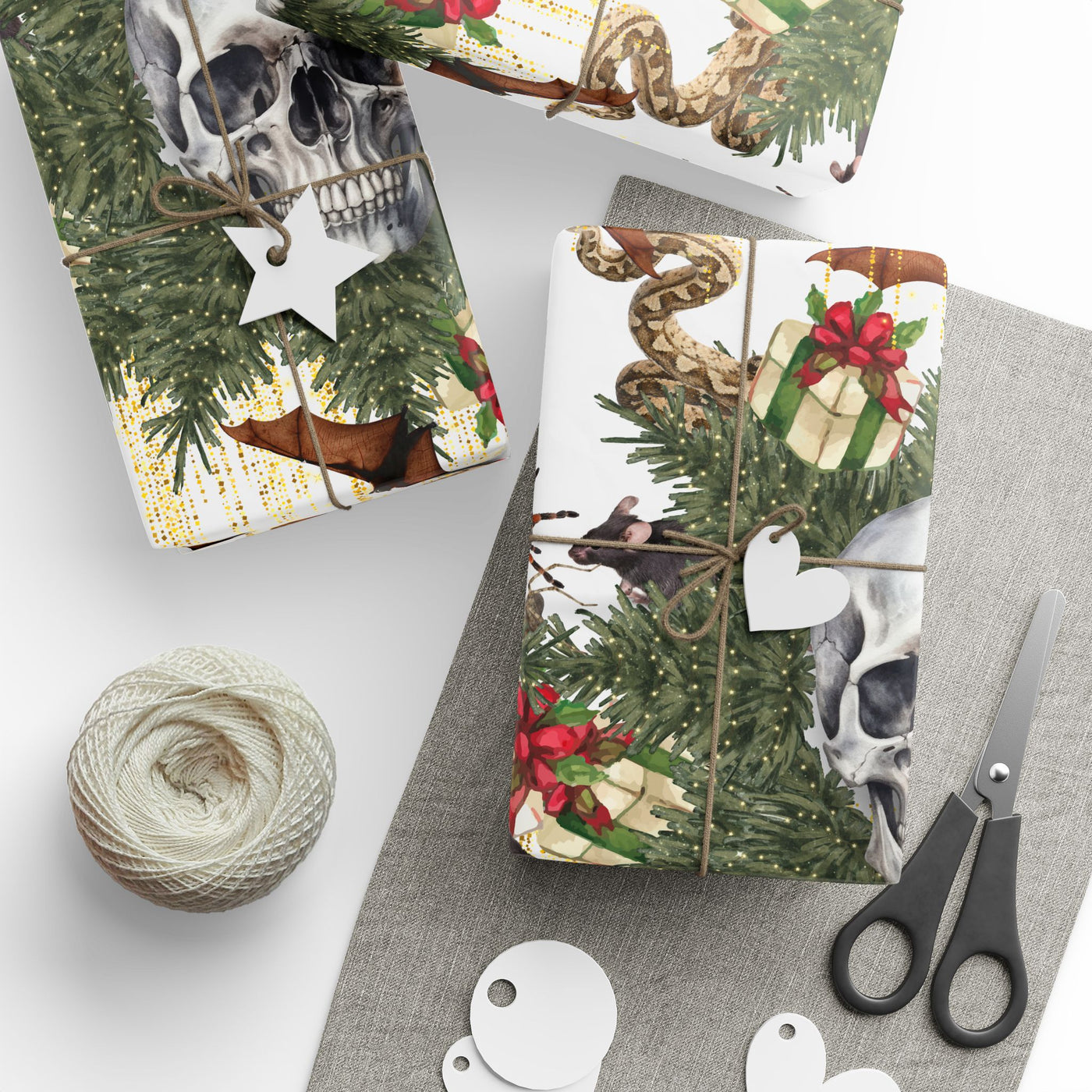 Holiday Bat Snake Skull Wrapping Paper