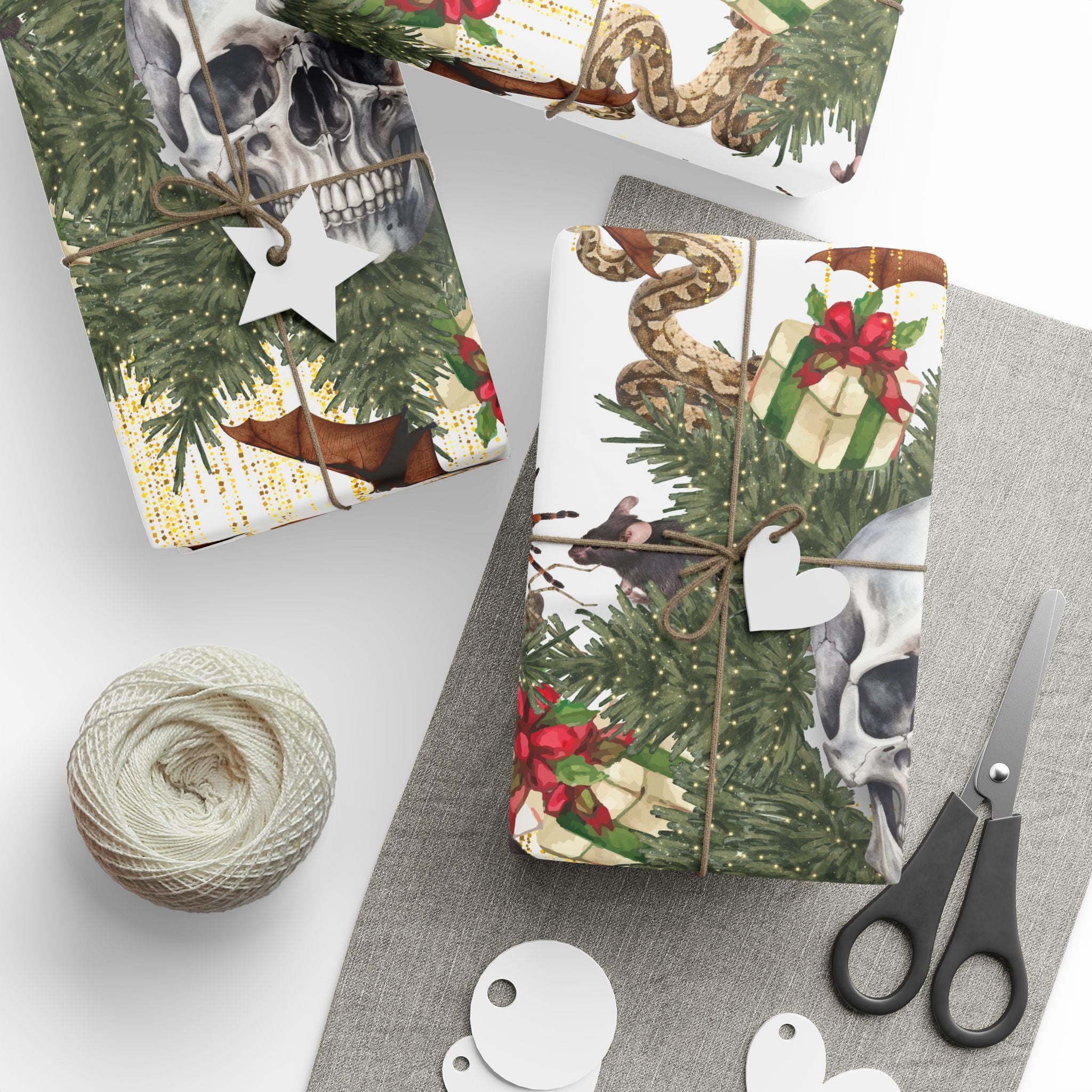 Holiday Bat Snake Skull Wrapping Paper