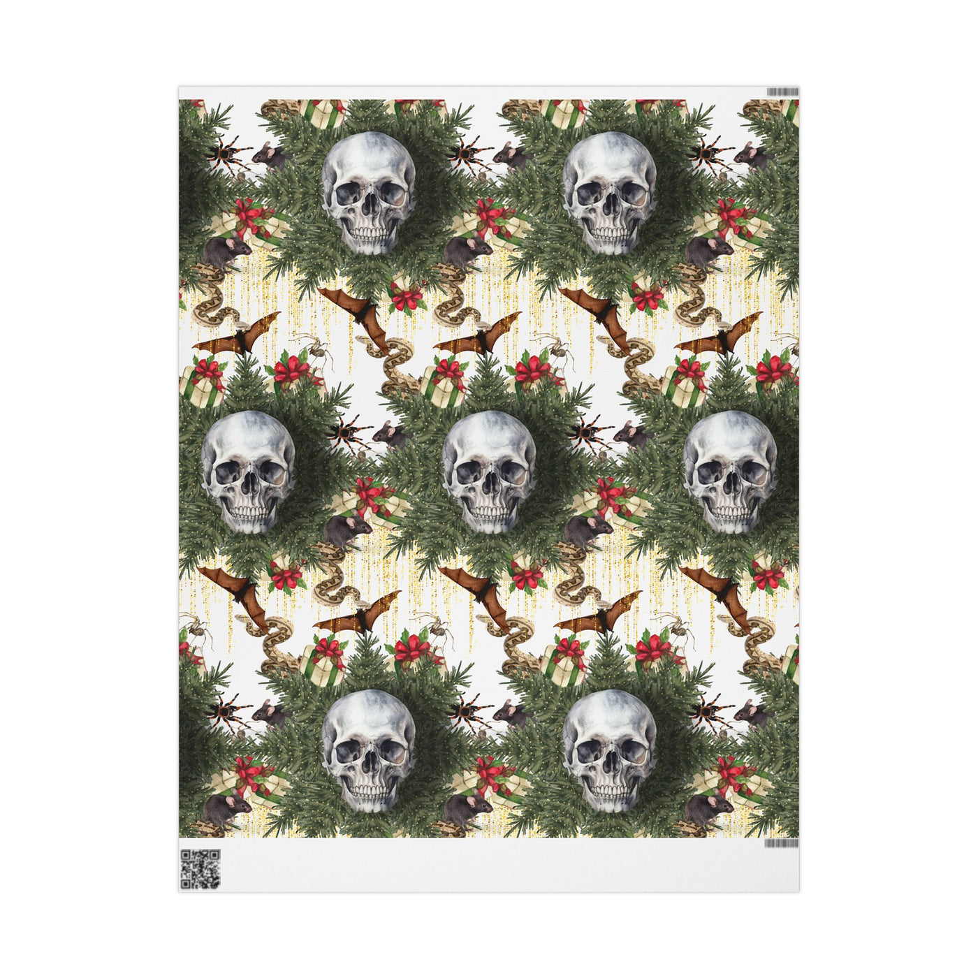 Holiday Bat Snake Skull Wrapping Paper