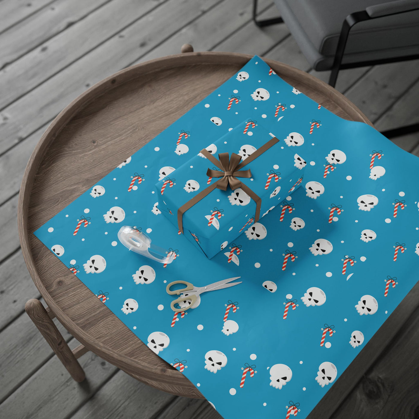 Skull and Candy Cane Wrapping Paper