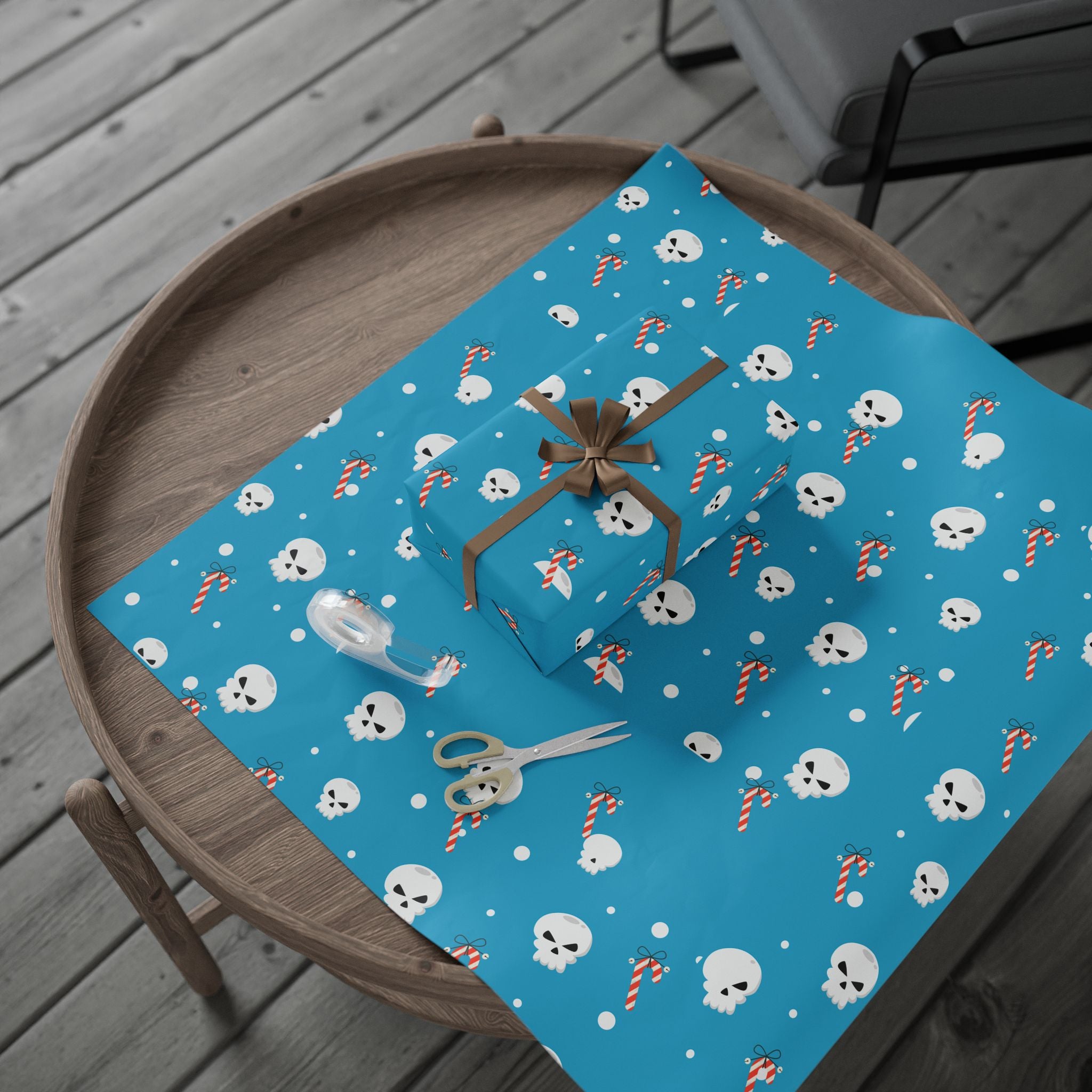 Skull and Candy Cane Wrapping Paper