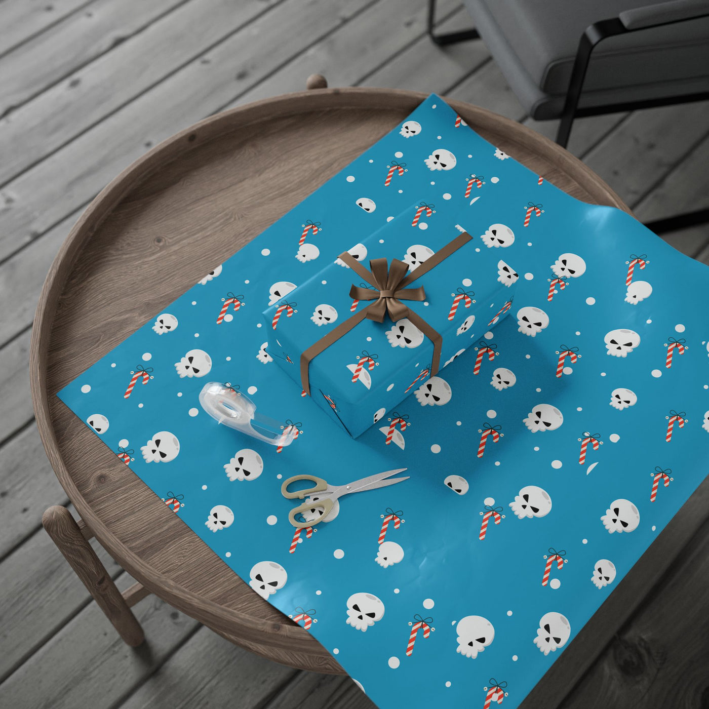 Skull and Candy Cane Wrapping Paper