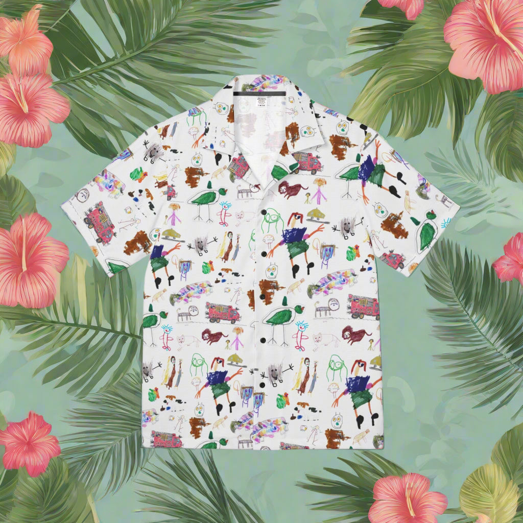 Hawaiian shirt with kids art