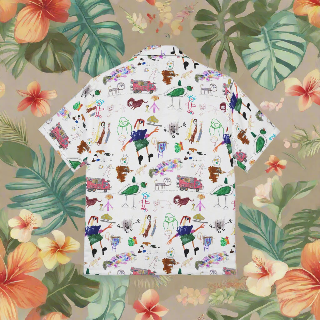 Hawaiian shirt with kid's art on it