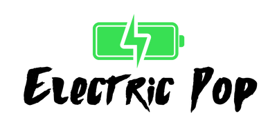 electric pop logo, green battery charging, electric pop font